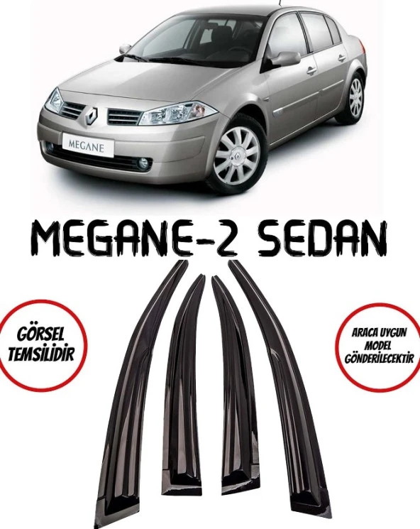 Renault Megane 2  SEDAN Cam Rüzgarlığı 4lü ürün görseli 1