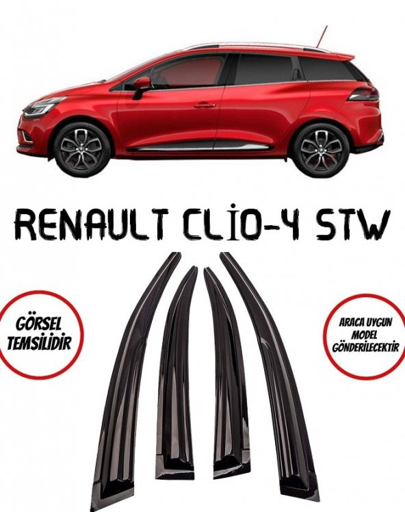 Renault Clio 4 STW Cam Rüzgarlığı 4lü 2012-2019 Arası ürün görseli 1