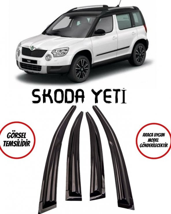 Skoda Yeti Cam Rüzgarlığı 4lü Parlak Siyah ürün görseli 1