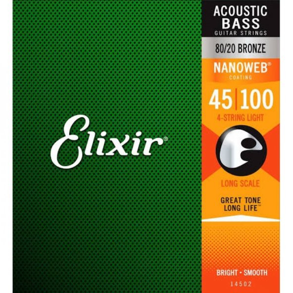 Elixir 14502 Nanoweb Light Akustik Bas Gitar Teli (45-100) ürün görseli 1