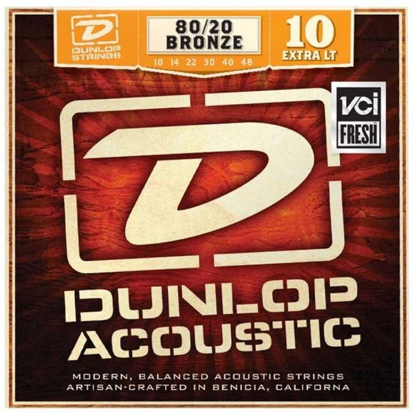 Jim Dunlop DAB1048 Extra Light 80/20 Bronze Akustik Gitar Tel Seti (10-48) ürün görseli 1
