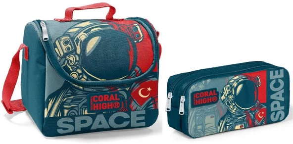 Coral High Beslenme Çantası ve Kalemlik Takım - Lacivert - Astronot - Erkek Çocuk ürün görseli 1