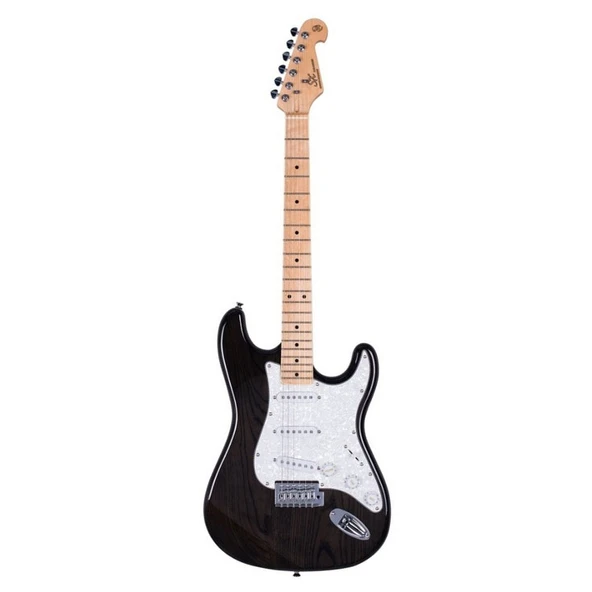 SX Stratocaster Elektro Gitar (Trans Black) - Resim 2