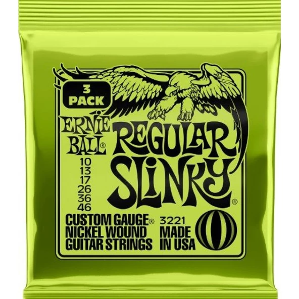 Ernieball P03221 REGULAR SLINKY 3 PACK Elektro Tel (3lü Paket) ürün görseli 1
