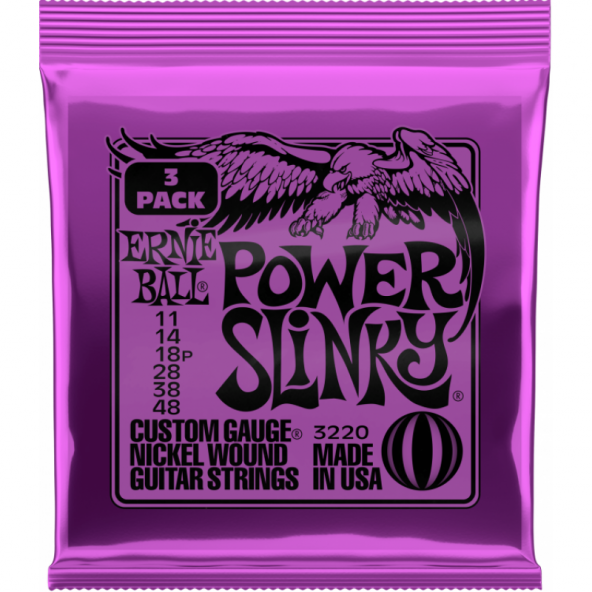 Ernieball P03220 POWER SLINKY Elektro Gitar Tel Seti (3lü Paket) ürün görseli 1