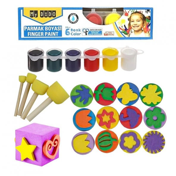 Parmak Boyası Ponpon Sünger Tampon Fırça Küp Eva Sünger Baskı Seti 23 Parça 1 Paket Artlantis Parmak Boyası Baskı Seti 1 Paket ürün görseli 1