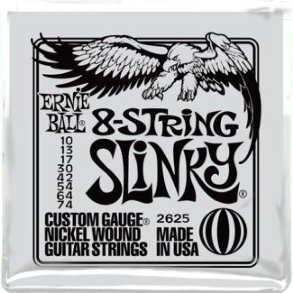 Ernie Ball P02625 Slinky Electric Nickel Wound 8 Telli 0.10 - 0.74 Elektro Gitar Teli ürün görseli 1