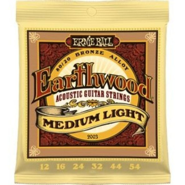 Ernie Ball P02003 Earthwood Medium Light 80/20 Bronze 0.12 - 0.54 Akustik Gitar Teli ürün görseli 1