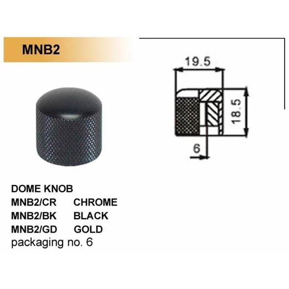 Valencia Mnb2bk Gitar Pot Düğme Başlığı Kubbe Metal Siyah ürün görseli 1