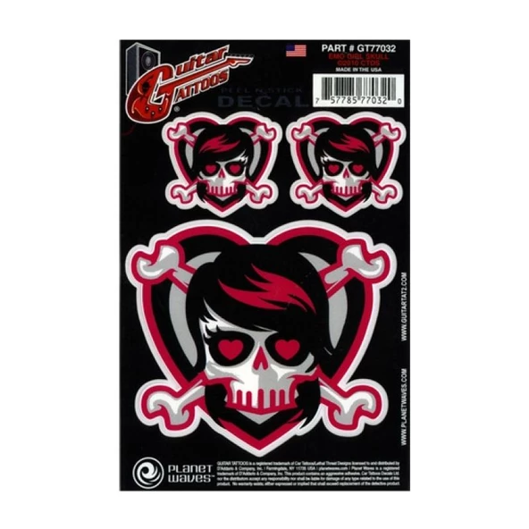 Planet Waves Gt77032 Gtr Tattoo-Emo Girl Skull Sticker ürün görseli 1