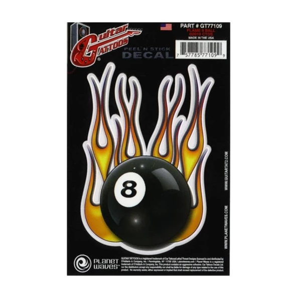 Planet Waves Gt77109 Gtr Tattoo-Flame 8 Ball Sticker ürün görseli 1