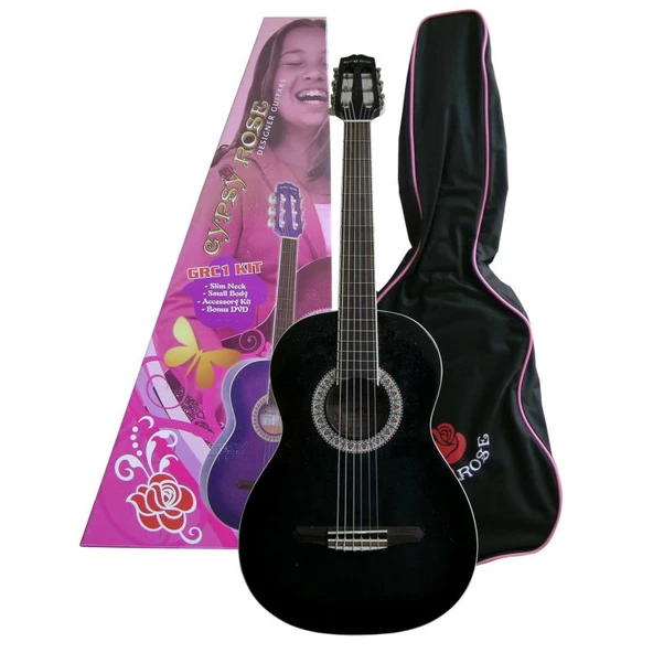 Valencia Grc1kcbk Klasik Gitar Siyah Gypsy Rose Set ürün görseli 1