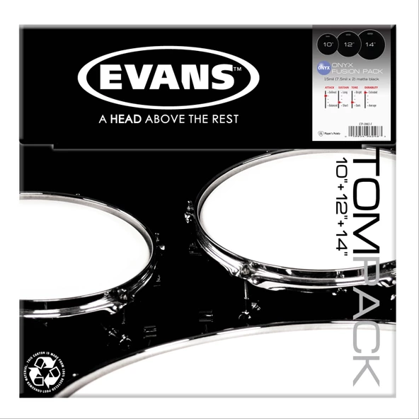 Evans Etp-Onx2-F Deri Seti (10+12+14) Tom Kumlu Siyah Fusion Kit ürün görseli 1