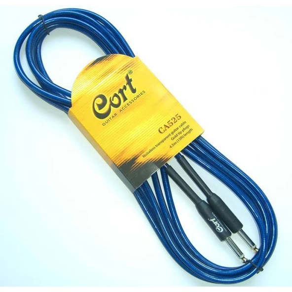 Cort Ca525Bl Gitar Kablosu, Gürültüsüz (Noiseless), 5 Metre, Şeffaf Mavi ürün görseli 1