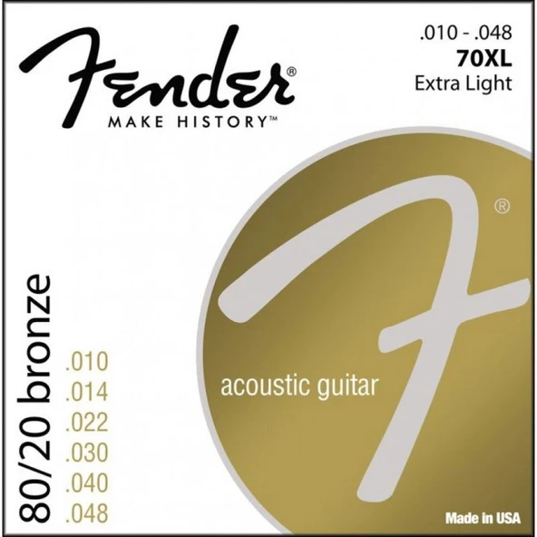 Fender 80/20 Bronze 70XL 10-48 Akustik Gitar Teli ürün görseli 1