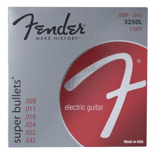 Fender Super Bullet Strings Nickel Plated Steel Bullet End 3250L .009-.042 Elektro Gitar Teli ürün görseli 1