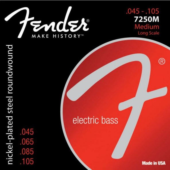 Fender 7250 Nickel Plated Steel Long Scale 7250M .045-.105 Bas Gitar Teli ürün görseli 1