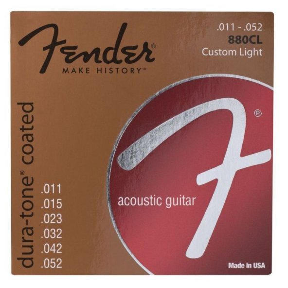 Fender Dura-Tone 880CL 80/20 Coated 11-52 Akustik Gitar Teli ürün görseli 1