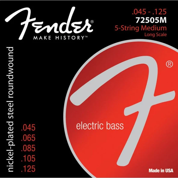 Fender 7250 Nickel Plated Steel Long Scale 7250-5M .045-.125 Bas Gitar Teli ürün görseli 1
