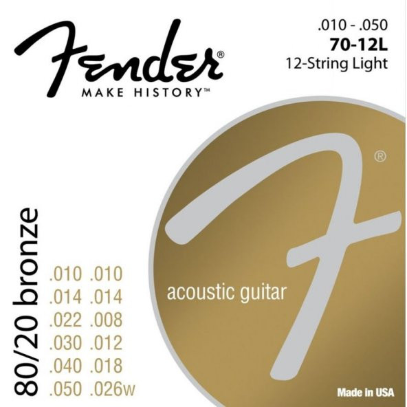 Fender 80/20 Bronze Acoustic Strings Ball End 70CL .011-.052 Akustik Gitar Teli ürün görseli 1