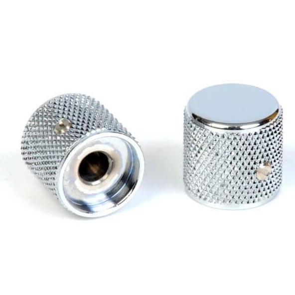 Fender Telecaster/Precision Bass Knurled Chrome 2 Kontrol Düğmesi ürün görseli 1
