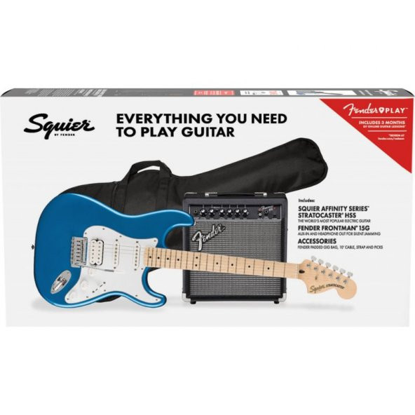 Squier Affinity Stratocaster HSS Akçaağaç Klavye Lake Placid Blue 15G Elektro Gitar Seti ürün görseli 1