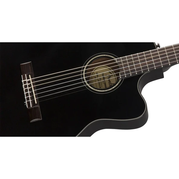 Fender CN-140SCE Nylon Thinline Black Elektro Klasik Gitar - Resim 5