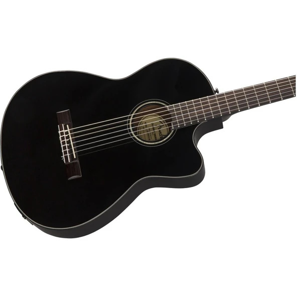 Fender CN-140SCE Nylon Thinline Black Elektro Klasik Gitar - Resim 4
