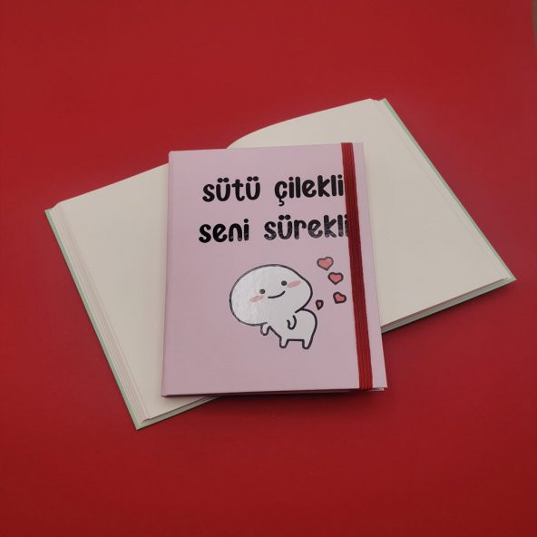 Sütü çilekli Seni Sürekli Motifli Defter ürün görseli 1