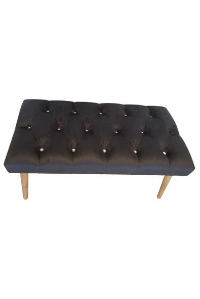 DTM HOME Siyah  Capitone Bench Puf - Resim 2