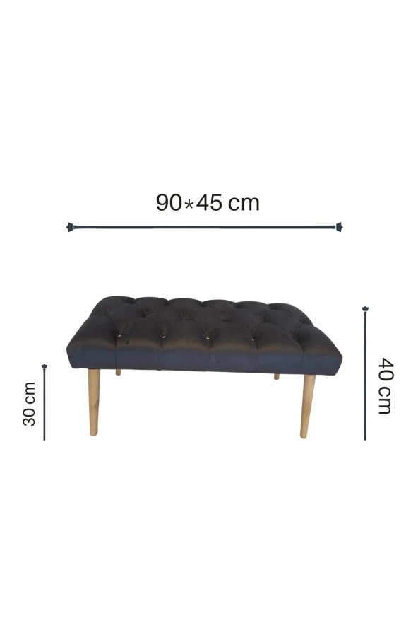 DTM HOME Siyah  Capitone Bench Puf - Resim 3