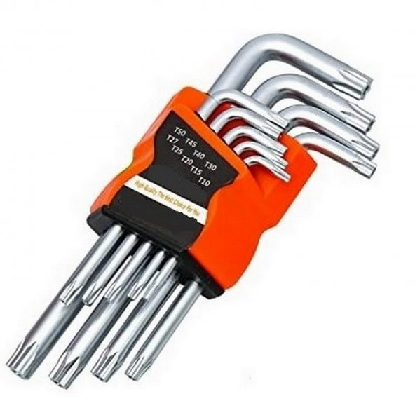 Yıldız Alyan Anahtar Takımı Tork Anahtarı  Delikli Set Kısa 9lu Torx Tork Yıldız Alyan Set ürün görseli 1