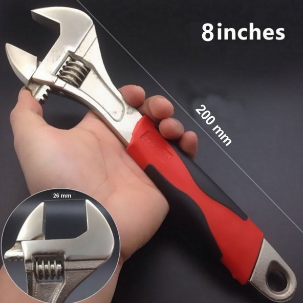 Kurbağacık Anahtar  No 8 - 20 cm Çak Amaçlı Anahtar İngiliz Anahtar ANAHTAR BOYU 20 CM ürün görseli 1