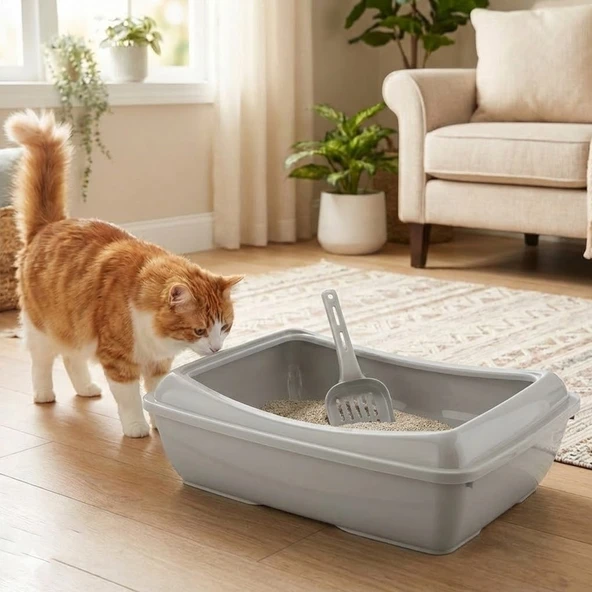 Bvlx Açık Kedi Tuvaleti Kürek Hediyeli ürün görseli 1