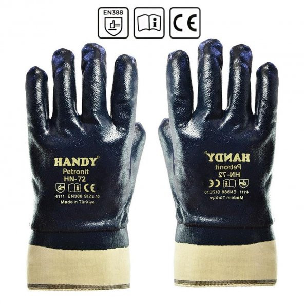 Handy HN-72 Nitril Kaplı Petrolcü İş Eldiveni İnşaat Eldiven XL ürün görseli 1