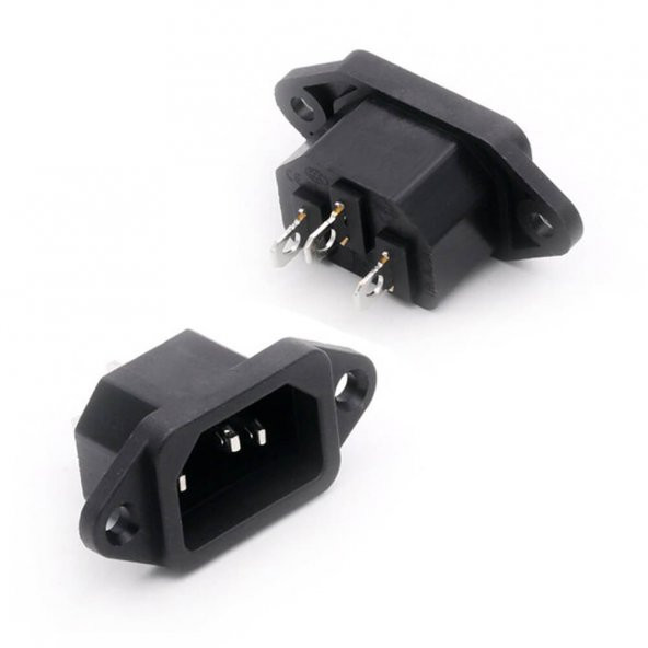 IC-212 C14 Power Soket Erkek Kulaklı 220V Lehim Tip - 5 Adet ürün görseli 1