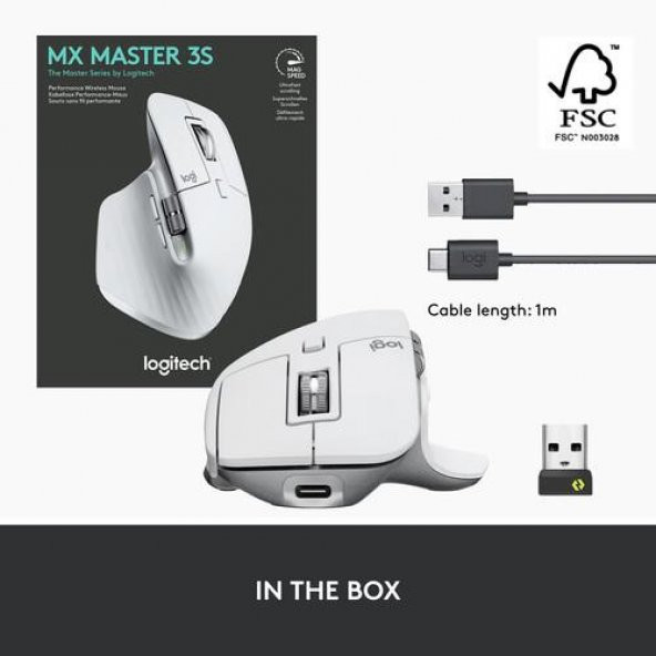 Logitech Mx Master 3S Kablosuz Mouse - Beyaz - Resim 8