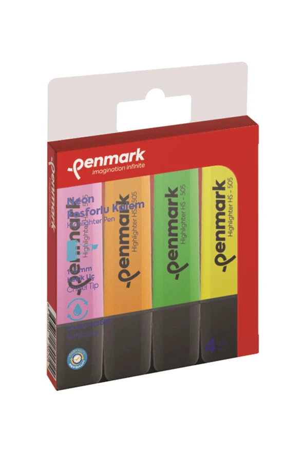 Penmark Highlighter Neon Fosforlu Kalem 4 Renk ürün görseli 1