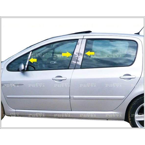Peugeot 307 Krom Kapı Direk Seti 6 prç P.Çelik 2000 üzeri P.Çelik ürün görseli 1