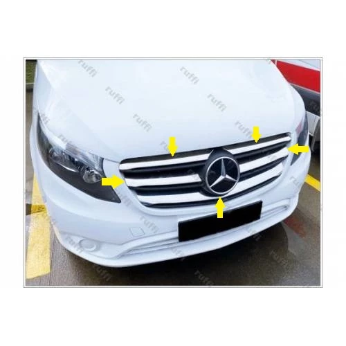 Mercedes Vito W447 Krom Ön Panjur 5 prç 2020 ve üzeri GENİŞ MODEL P.Çelik ürün görseli 1