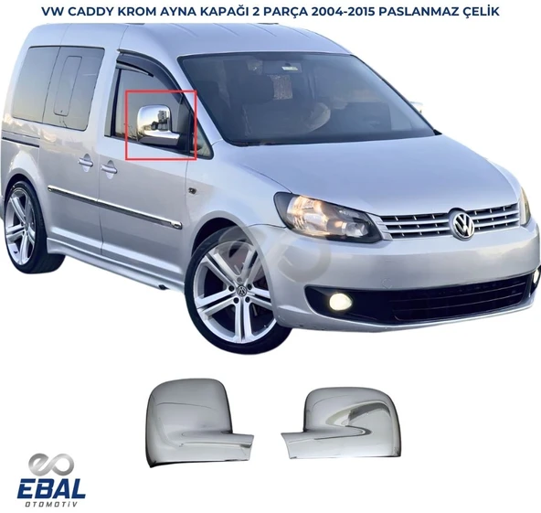 Vw Caddy Krom Ayna Kapağı 2 Prç. 2004-2015 Arası Paslanmaz Çelik ürün görseli 1