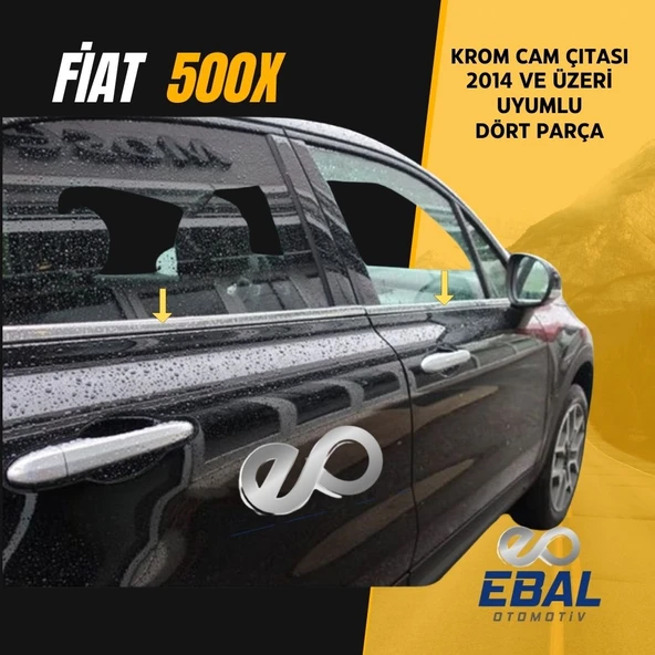 Fiat 500X Krom Cam Çıtası 4 kapı  2014 üzeri Paslanmaz Çelik - Resim 3