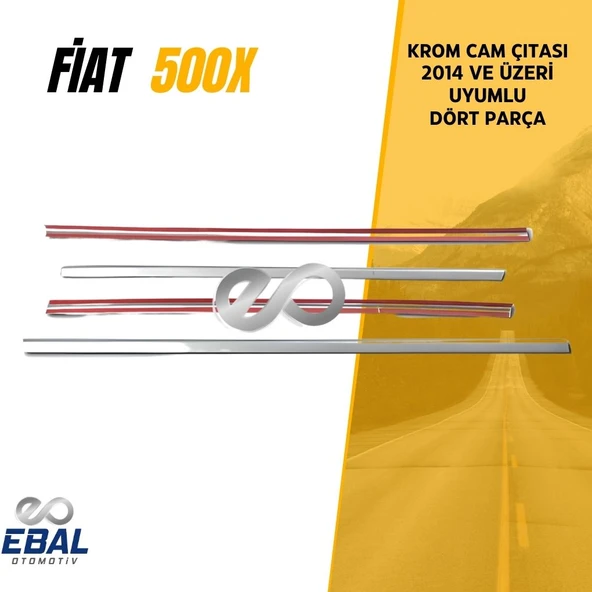 Fiat 500X Krom Cam Çıtası 4 kapı  2014 üzeri Paslanmaz Çelik - Resim 5
