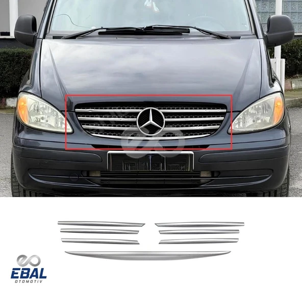 Mercedes Viano W639 Krom Ön Panjur 7 prç. 2004 Üzeri P. Çelik ürün görseli 1