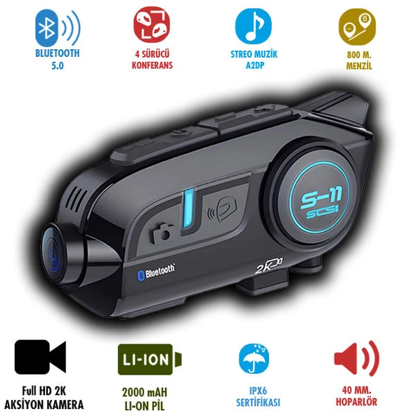 SCS S11 KAMERALI BLUETOOTH VE INTERCOM ürün görseli 1