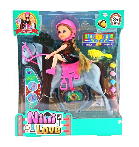 Nini Love Binici Bebek Gri At - Resim 2