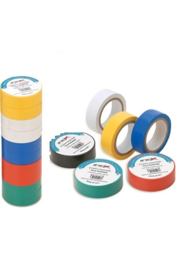Inox Elektrik Bantı Pvc 5 Renkli Elektrik Bantı (10 Lu Paket) ürün görseli 1