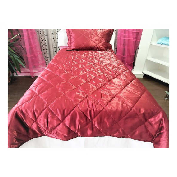 TEK KİŞİLİK SATEN YATAK ÖRTÜSÜ-BORDO ürün görseli 1