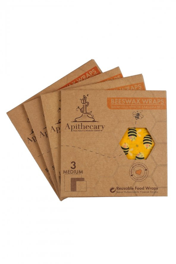 Apithecary Balmumlu Gıda Saklama Kumaşı Orta Boy (Medium) 3 Adet - Resim 2