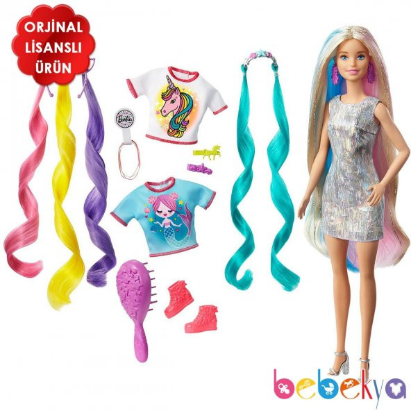 Orjinal Barbie Rengarenk Saçlar Bebeği GHN03 GHN04 ürün görseli 1